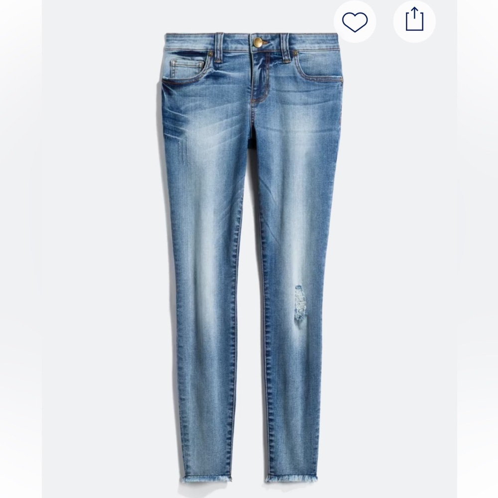 Kut from the Kloth Dayna Distressed Frayed Hem Light Blue Skinny Jeans